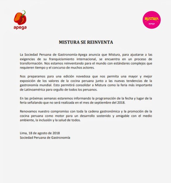 Comunicado APEGA peru a travel